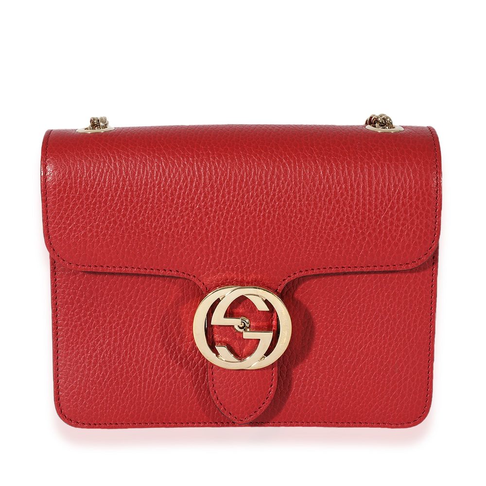 Gucci Red Leather Small Dollar Interlocking Chain… - image 1